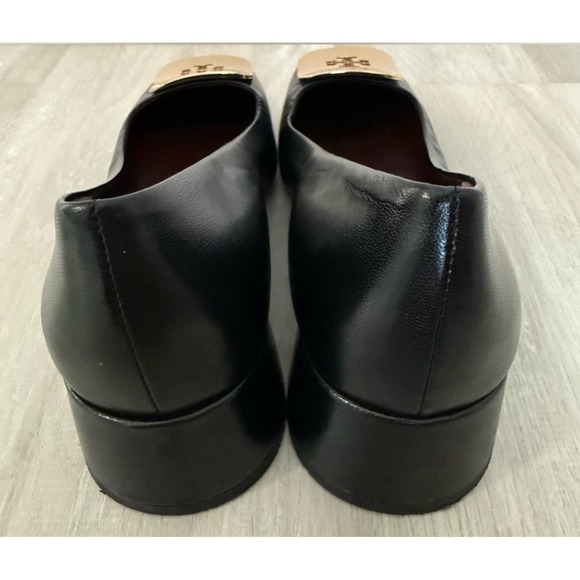 Tory Burch Eleanor Pump Women 6.5M Black Excellent Gold Logo Block Heel Leather - Picture 4 of 14